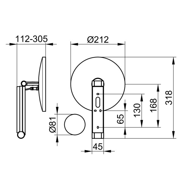 KEUCO iLook_move Wandkosmetikspiegel mit 5 Lichtfarben und Vergrößerungsfaktor x5, Ø21,2cm, 17612019