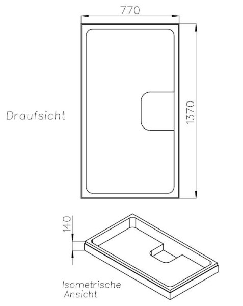 Neuesbad Wannenträger für Bette Floor Side 1400x800