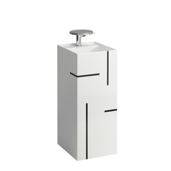 LAUFEN Waschtisch, freistehend Kartell 2 HL, ohne Überlauf 375x435x900 Linien schwarz, H811331D02815