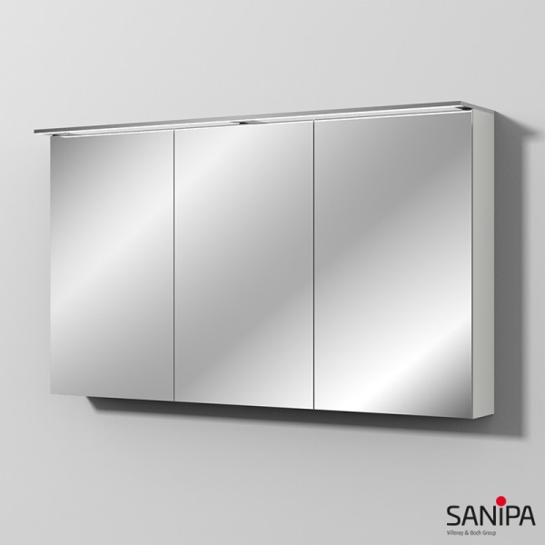 Sanipa Reflection Spiegelschrank MALTE 130 mit LED-Aufsatzleuchte, Weiß-Soft