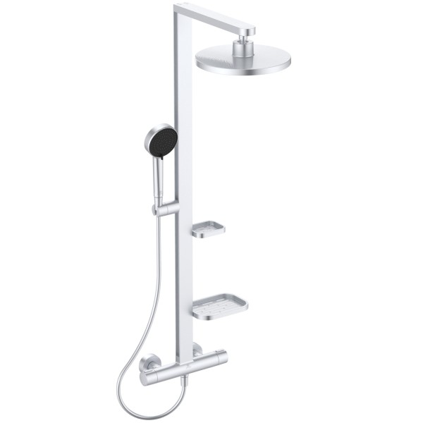 Ideal Standard Duschsystem Alu+ m.CTherm Brausethem. 2 Ablagen, 2F-HB u. 2F-Kopfbrause Silver, BD583