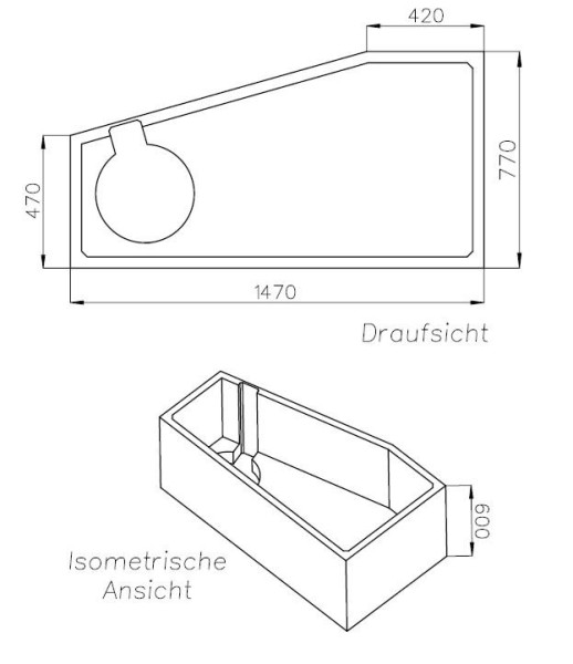Neuesbad Wannenträger für RIHO Delta 150x80 Ausf.re
