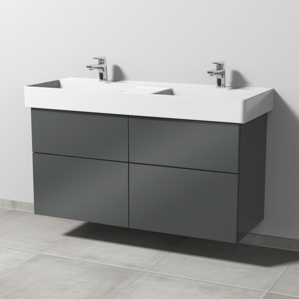 Sanipa 3way Waschtischunterbau zu Duravit Dura Square Waschtisch mit 4 Auszügen, Anthrazit-Glanz