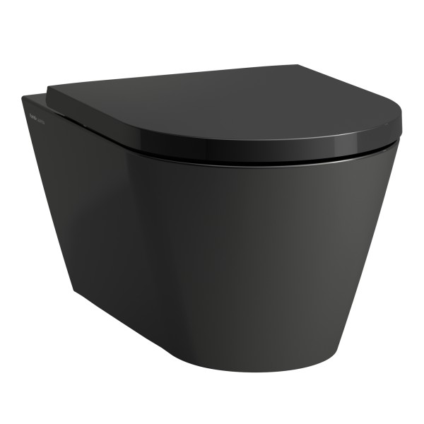 LAUFEN Wand-Tiefspül-WC Kartell, T:545mm, B:370mm, mit Silent-Flush, spülrandlos, schwarz matt