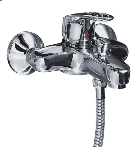 KAJA-MIX Einhebel-Wannenf.-u. Brausebatterie, weiss/gold