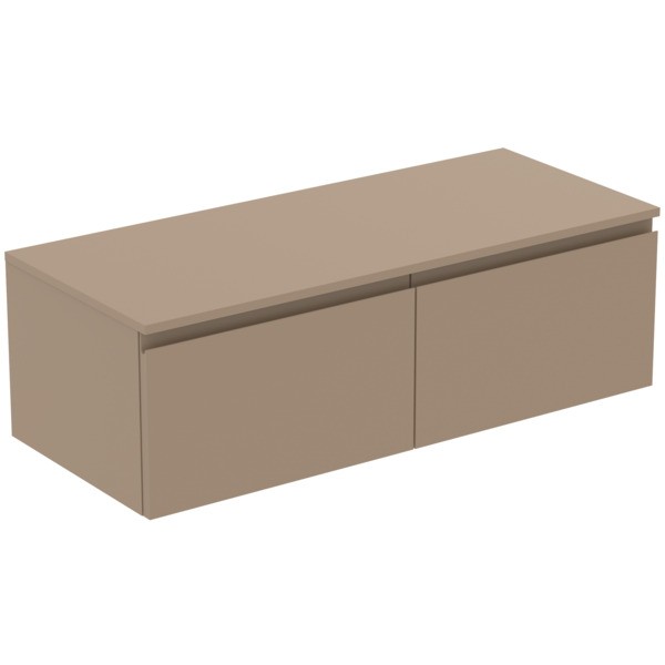 Ideal Standard Waschtischunterschrank Finesse Ausschnitt r/l 1202x505x378mm, 2 Auszüge Greige matt,