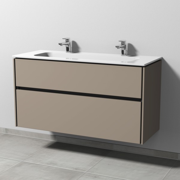 Sanipa Twiga Keramik-Set Design mit 2 Auszügen, Sandgrau-Matt, SL24367