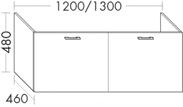 Burgbad Waschtischunterschrank Sys30 PG1 Aqua 480x1300x460 Eisblau Matt, WSBB130F5663