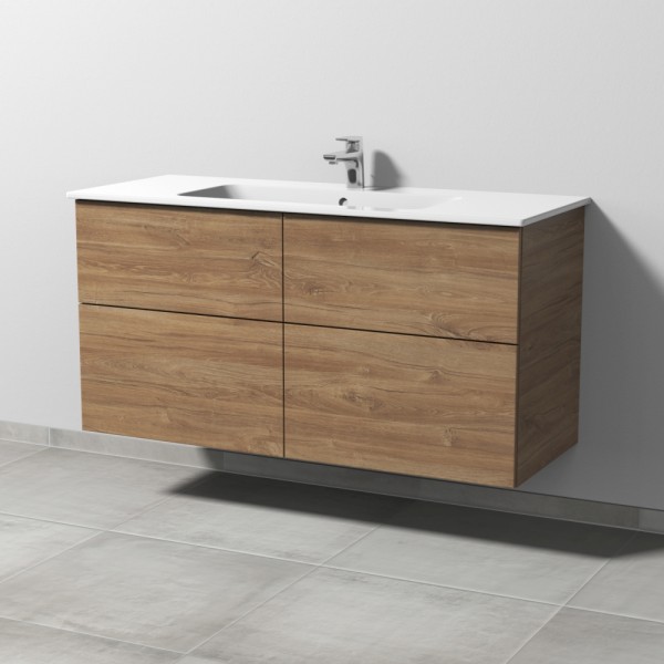 Sanipa 3way Waschtischunterbau zu Duravit ME by Starck Waschtisch mit 4 Auszügen, Eiche-Kansas