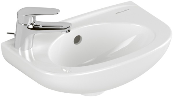 Villeroy & Boch Handwaschbecken Newo 400x250mm Oval, 1 Hahnloch links mit Überlauf Weiss Alpin