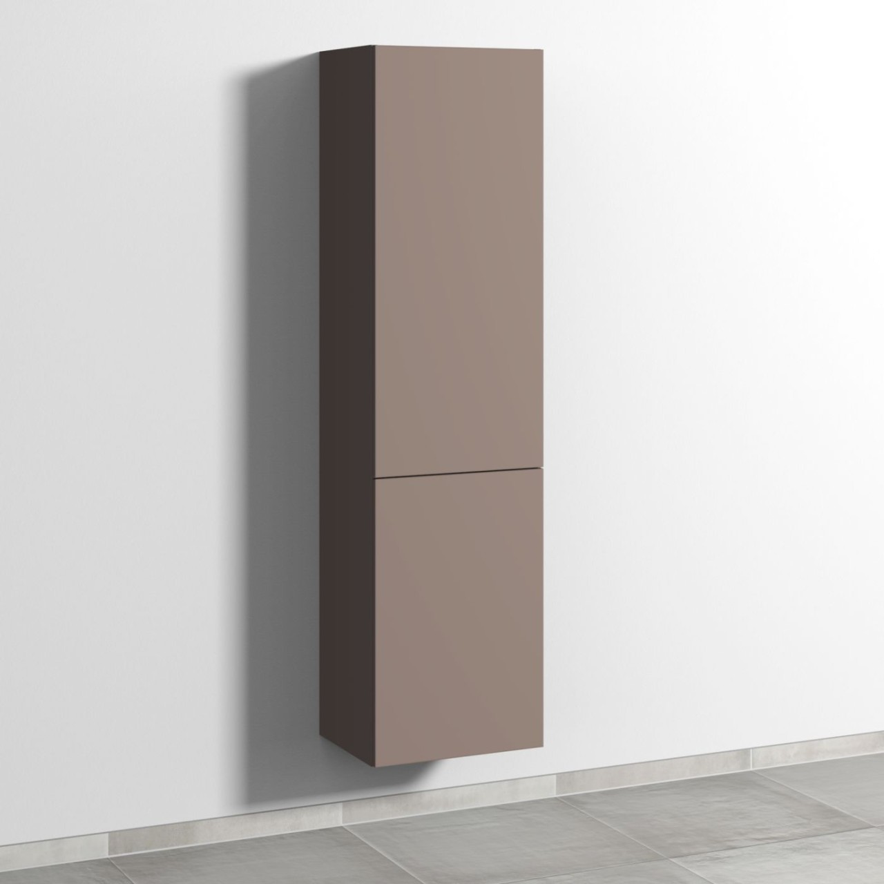 Sanipa 3way Stauraumschrank mit 1 Tür und 1 Wäschekorbklappe, Taupe-Matt SP1851T