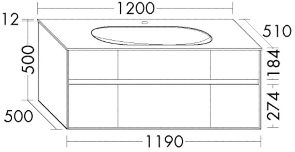 Burgbad Glas Waschtisch-Set rc40 Anthrazit Ultramatt/Lichtgrau Matt, SGAT120F5763A0126