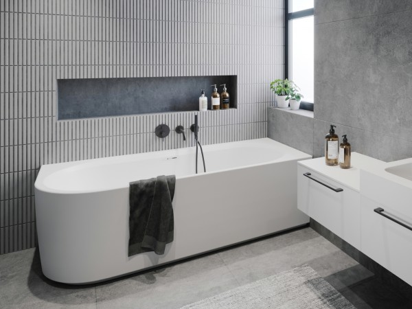 Riho wandstehende Badewanne Desire Corner 184x84, L, seidenmatt weiß, B088008105