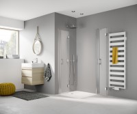 Preview: Kermi Eck-Halbteil rechts Preview: Kermi Eck-Halbteil rechts Liga 2CR 1230x1850, silber hochglanz, ESG klar, LI2CR12318VAK