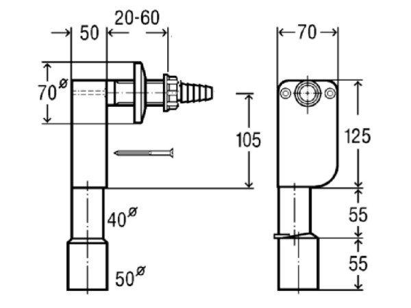 Hoesch Wandsifon zur Entleerung des Dampfgenerators und Duftdispensers