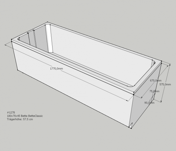 Neuesbad Wannenträger für Bette Classic 180x70