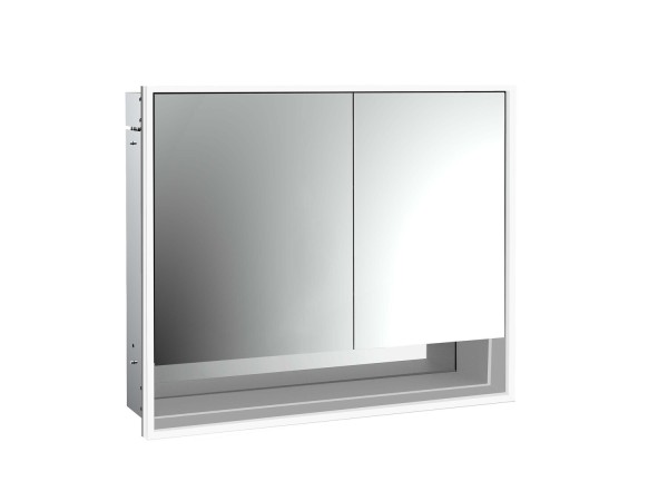 emco LED-Lichtspiegelschrank Loft mit Unterfach Unterputz, 800 mm, 2-türig, breite Tür links Rückwan