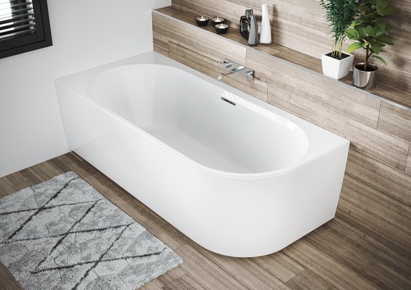 Riho wandstehende Badewanne Desire Corner 184x84 R, weiß, B087007005