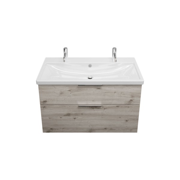 Burgbad Keramik Waschtisch-Set Eqio Eiche Dekor Silber/Alpinweiss, SEYR103F6015C0001