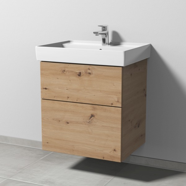 Sanipa 3way Waschtischunterbau zu Villeroy & Boch Collaro Waschtisch mit 2 Auszügen, Eiche Natural-T