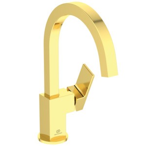 Ideal Standard Waschtischarmatur Extra Ausladung 190mm h.Auslauf o.Ablaufgarnitur Brushed Gold, BD5