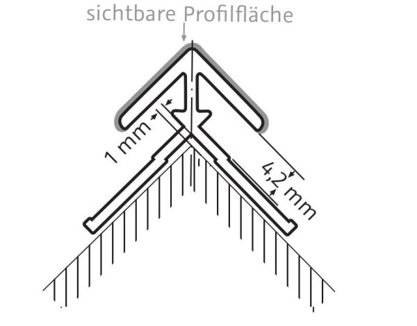 HSK Eckprofil, außen, gerade ca. 23 × 23 mm, schwarz-matt, 930011-68