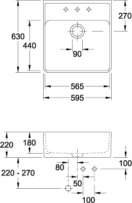 Villeroy & Boch Spülstein 595x630mm Ablgarn. Spülbecken m.tig aus Keramik Mosaique, 632061M1