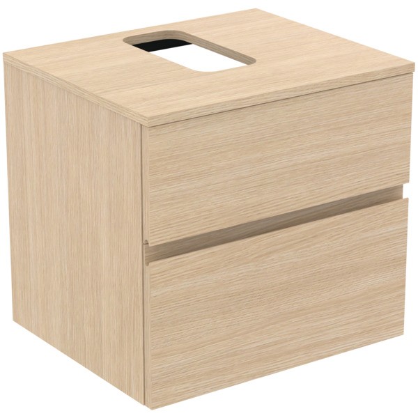 Ideal Standard Waschtischunterschrank Finesse Ausschnitt r/l 602x505x558mm 2 Auszüge Eiche weiss, E3