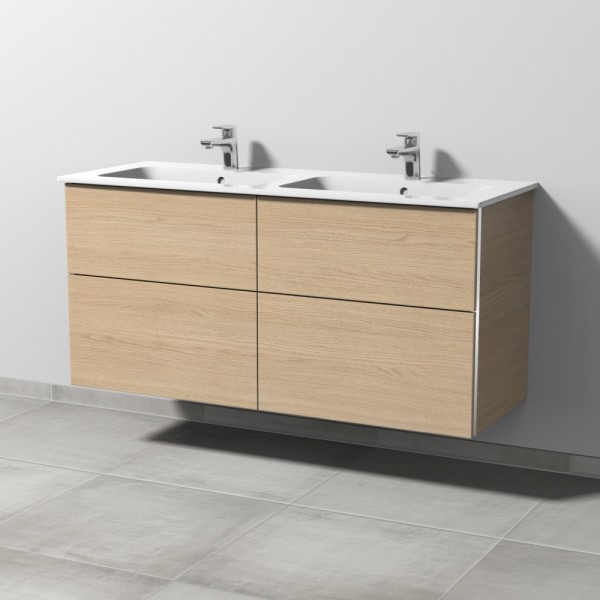 Sanipa 3way Waschtischunterbau zu Duravit ME by Starck Waschtisch mit 4 Auszügen, Eiche-Nordic