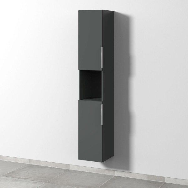 Sanipa 3way Hochschrank mit 2 Türen und 1 offenem Fach, Anthrazit-Matt