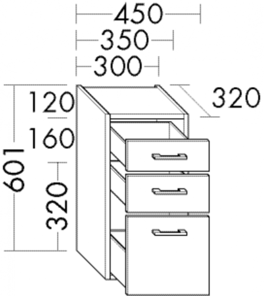 Burgbad Unterschrank Sys30 PG2 Echo 601x300x320 Weiß Hochglanz, U3038461