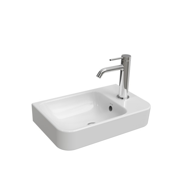 VitrA New Integra Round Handwaschbecken unterbaufähig asymmetrisch Weiß Hochglanz,7898B003-0029