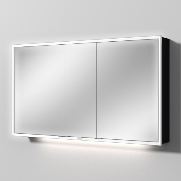 Sanipa Reflection Spiegelschrank MILO 130 mit LED-Beleuchtung, Schwarz-Matt, AU03708