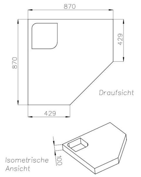 Neuesbad Wannenträger für Hoesch Muna Fünfeck 900x900x15