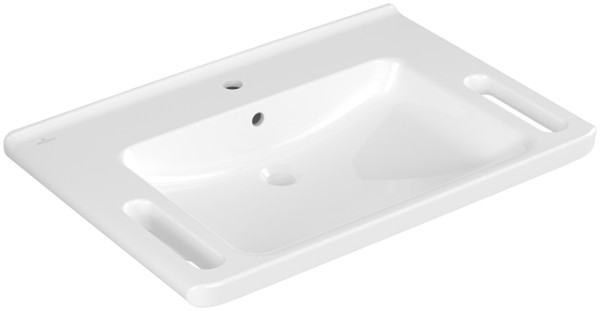 Villeroy & Boch Waschbecken ViCare 800x550mm,, 1 Hahnloch mit Überlauf Weiss Alpin AntiBac cplus