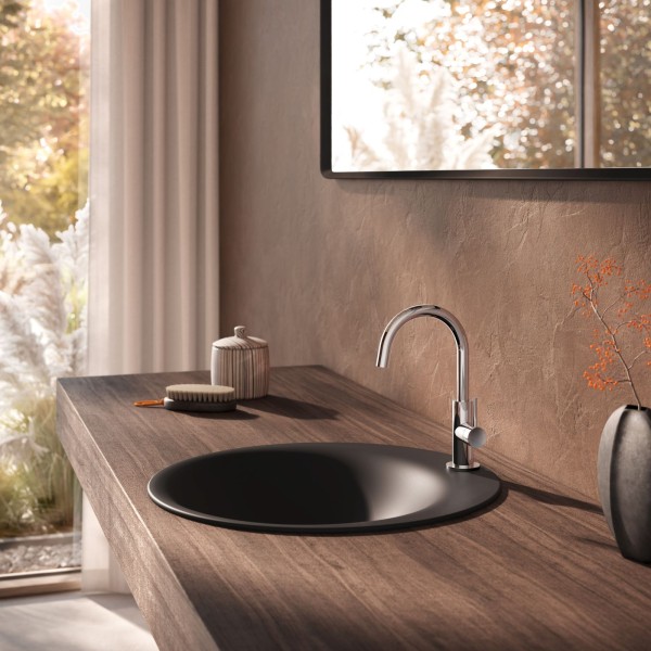 Herzbach DEEP Waschtischmischer Slim M-Size Griff seitlich mit PUSH-Ablauf Chrom, 18.023410.1.01