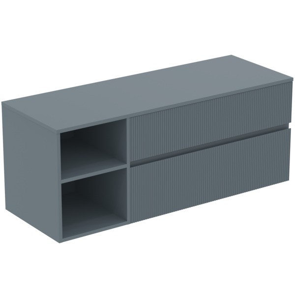 Ideal Standard Waschtischunterschrank Finesse o.Ausschnitt 1402x505x558mm 2 Auszüge Aschblau matt, E