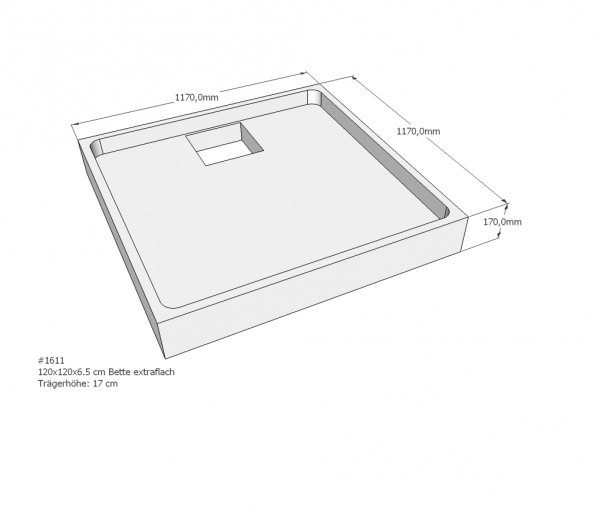 Neuesbad Wannenträger für Bette extraflach 120x120x6,5