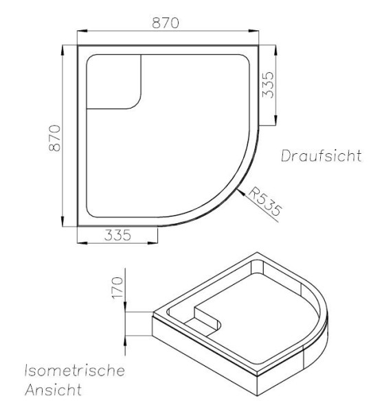 Neuesbad Wannenträger für Laufen Platina Viertelkreis 900x900x65