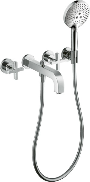 Hansgrohe 3-L.Wannenarmatur Axor Citterio F-Set Wand chrom Kreuzgriff/Handbr.ohne Platte, 39447000
