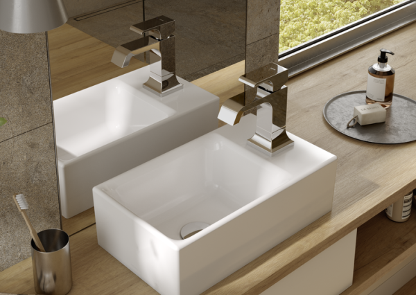 TOTO Aufsatzhandwaschbecken CS, eckig, 40 cm, mit Hahnloch, ohne Überlauf