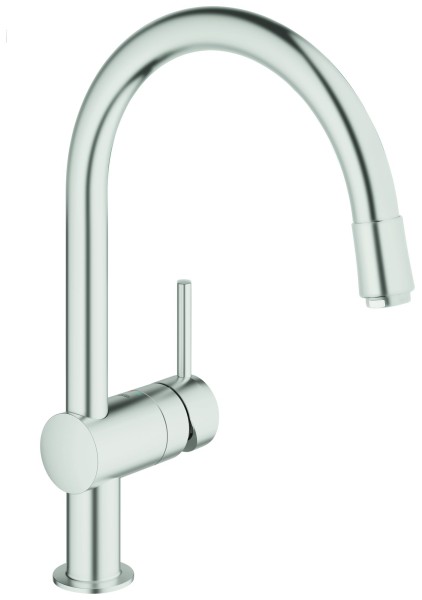 GROHE Einhand-SPT-Batterie Minta 32918 DN15 herausz. Mousseurauslauf supersteel