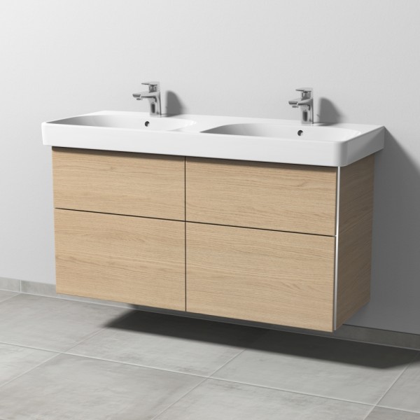 Sanipa 3way Waschtischunterbau zu Geberit Smyle Square Waschtisch mit 4 Auszügen, Eiche-Nordic