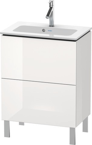 Duravit L-Cube Waschtischunterbau bodenstehend Weiß Hochglanz 620x391x704 mm - LC6673085850A00