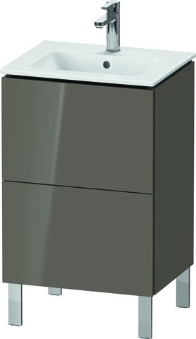 Duravit L-Cube Waschtischunterbau bodenstehend Flanell Grau Hochglanz 520x421x704 mm - LC667108989