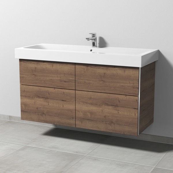 Sanipa 3way Waschtischunterbau zu Geberit iCon Waschtisch mit 4 Auszügen, Eiche-Tabak