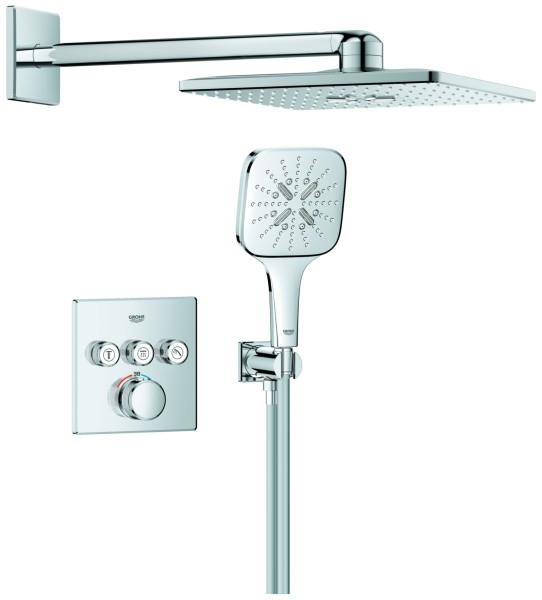 GROHE Unterputz-Duschsystem Grohtherm SC 103998 eckig 3 ASV für Duschrahmen Mono chrom, 1039980000