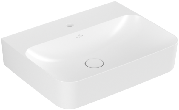 Villeroy & Boch Waschtisch Finion 4168 600x470mm, 1-Loch, verd mit Überlauf, geschliffen StoneWhiteC