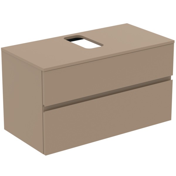Ideal Standard Waschtischunterschrank Finesse Ausschnitt r/l 1002x505x558mm 2 Auszüge Greige matt, E