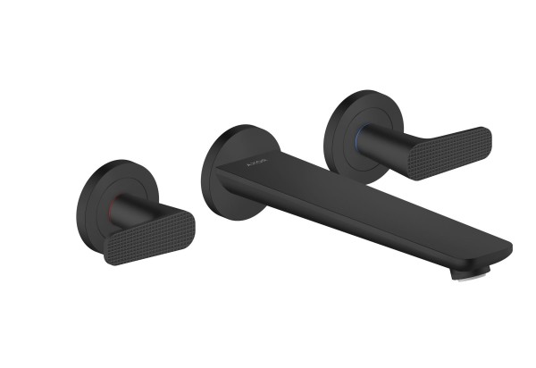 Hansgrohe 3-Loch Fertigset Wannemisch.Wand Unterputz Axor Citterio C Cubic cut mattschwarz, 494836